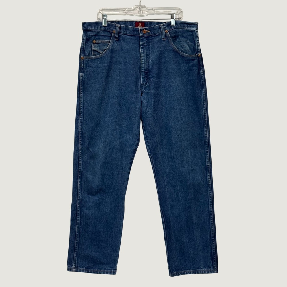 Wrangler Jeans Men 36x29 Hemmed Blue Relaxed Fit 31MWZPW Straight Leg Denim Work